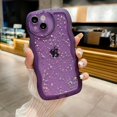 thumbnail image 3 of for iPhone 15 Case 6.1",Cute Clear Love Heart Camera Bling Cover Bling Star Curly Wave Transparent Protection Soft Shockproof Shiny Phone Case for iPhone 15 6.1 for Women Girl Men,Glitter/Purple, 3 of 16