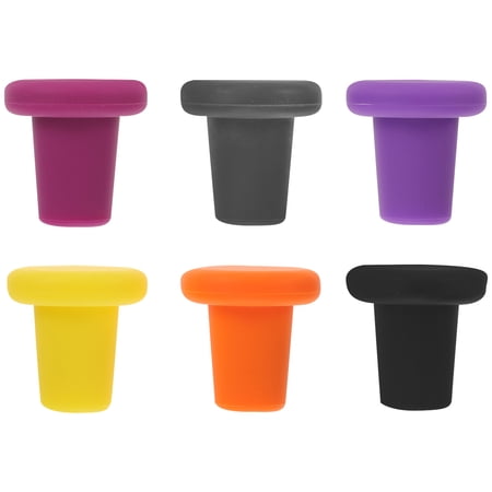 ELAYARD 6Pcs Assorted Silicone Bottle Stoppers Reusable Wine and Beverage Bottle Sealers