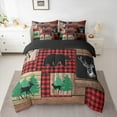 thumbnail image 3 of Manfei Wildlife Moose Bear 7-Piece Twin Bedding Sets for Men, Rustic Farmhouse Cabin Bedding Comforter Set, Buffalo Plaid Patchwork Reversible Sheet Sets, Lightweight Room Decor, 3 of 8