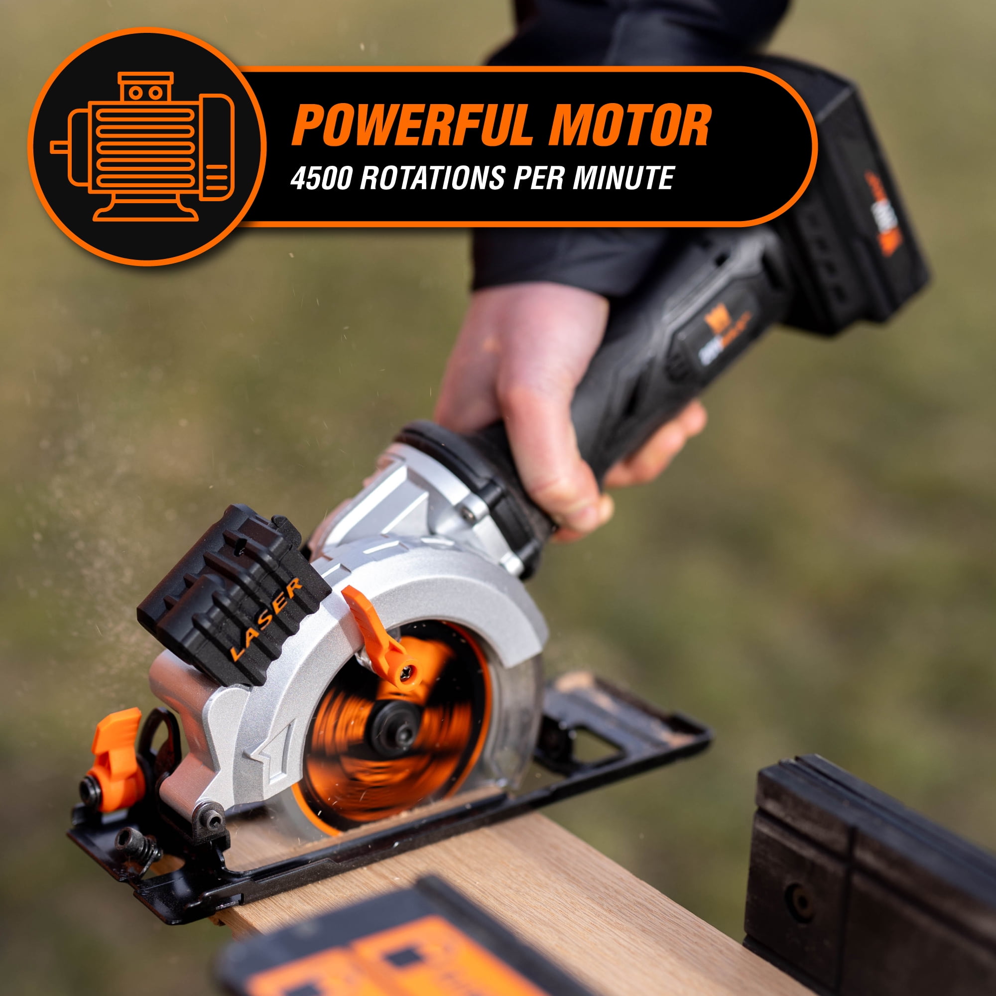 WEN 20V Max 4-1/2-Inch Cordless Mini Circular Saw with 2.0Ah Battery and Charger