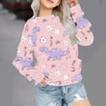 thumbnail image 2 of Lorytime Christmas Hoodies for Girls Boys Dinosaur Sweatshirt Long Sleeve Pullover Drop Shoulder Soft Tops Pink 11 Years, 2 of 9