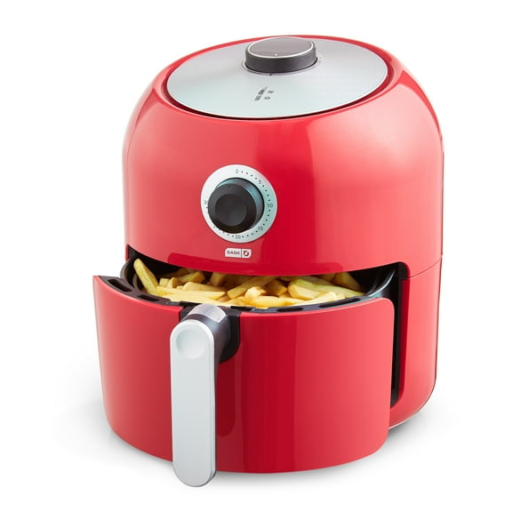 Dash Family Size Air Fryer with Temperature Control, Nonstick Fry Basket, Recipe Guide   Auto Shut off Feature, 1700-Watt, 6 Quart - Red - 11 lbs. - New - 16.1 in. tall