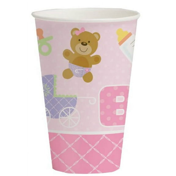 Baby Shower 'Teddy Baby Pink' 12oz Paper Cups (8ct)