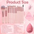 thumbnail image 4 of Set de brochas de maquillaje Auroray Mini Travel, 14 unidades con funda, color rosa, 4 of 7