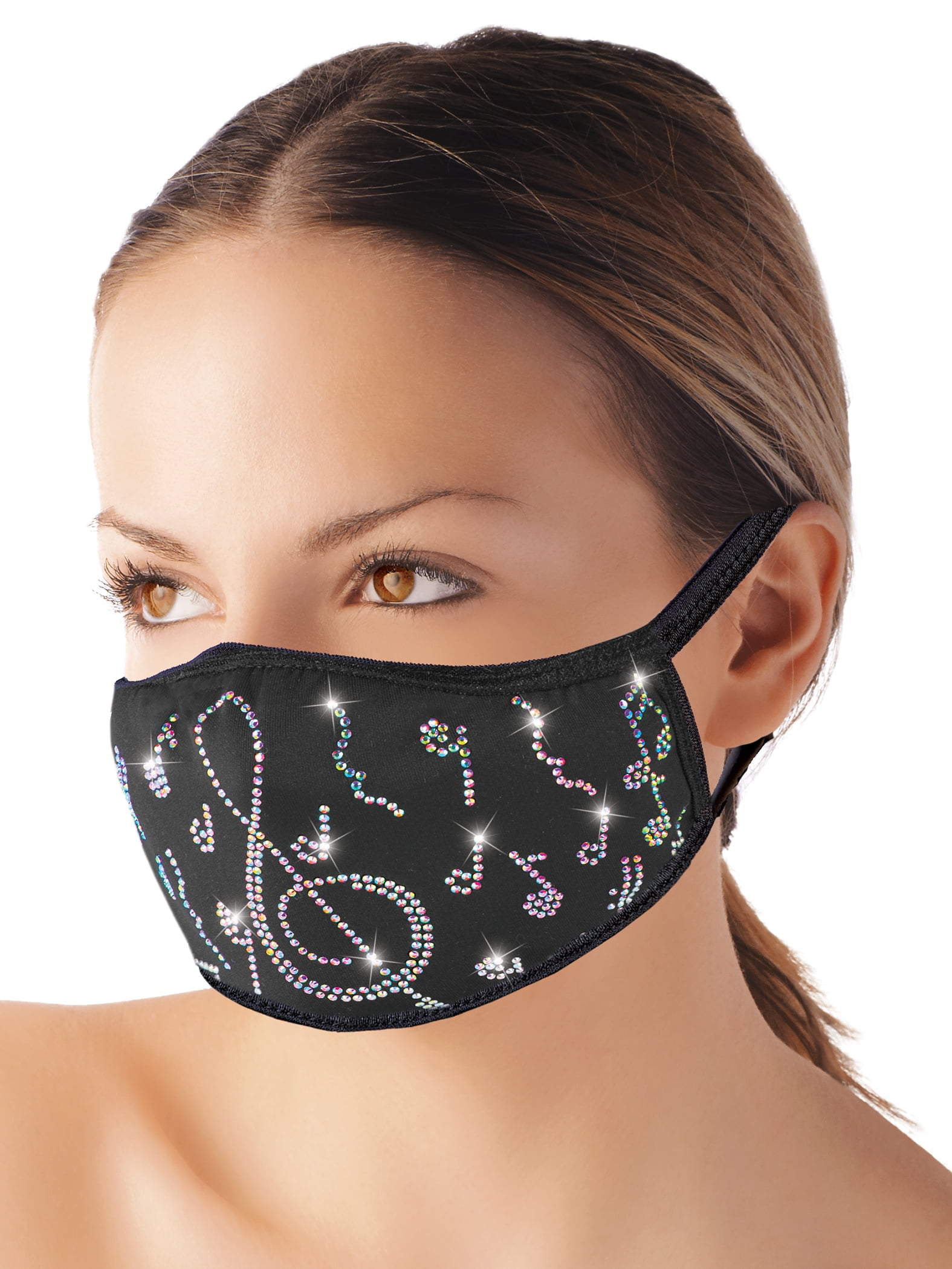  Sparkle Crystal Mouth Shield Black Cotton Dust-proof Mouth Coving Washable Patt 