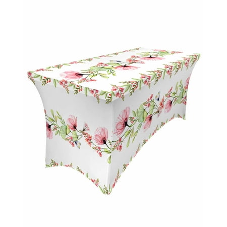 

Poppy Flower Butterfly Plant Elastic Table Skirt Wedding Hotel Birthday Table Cover Buffet Table Tablecloth r