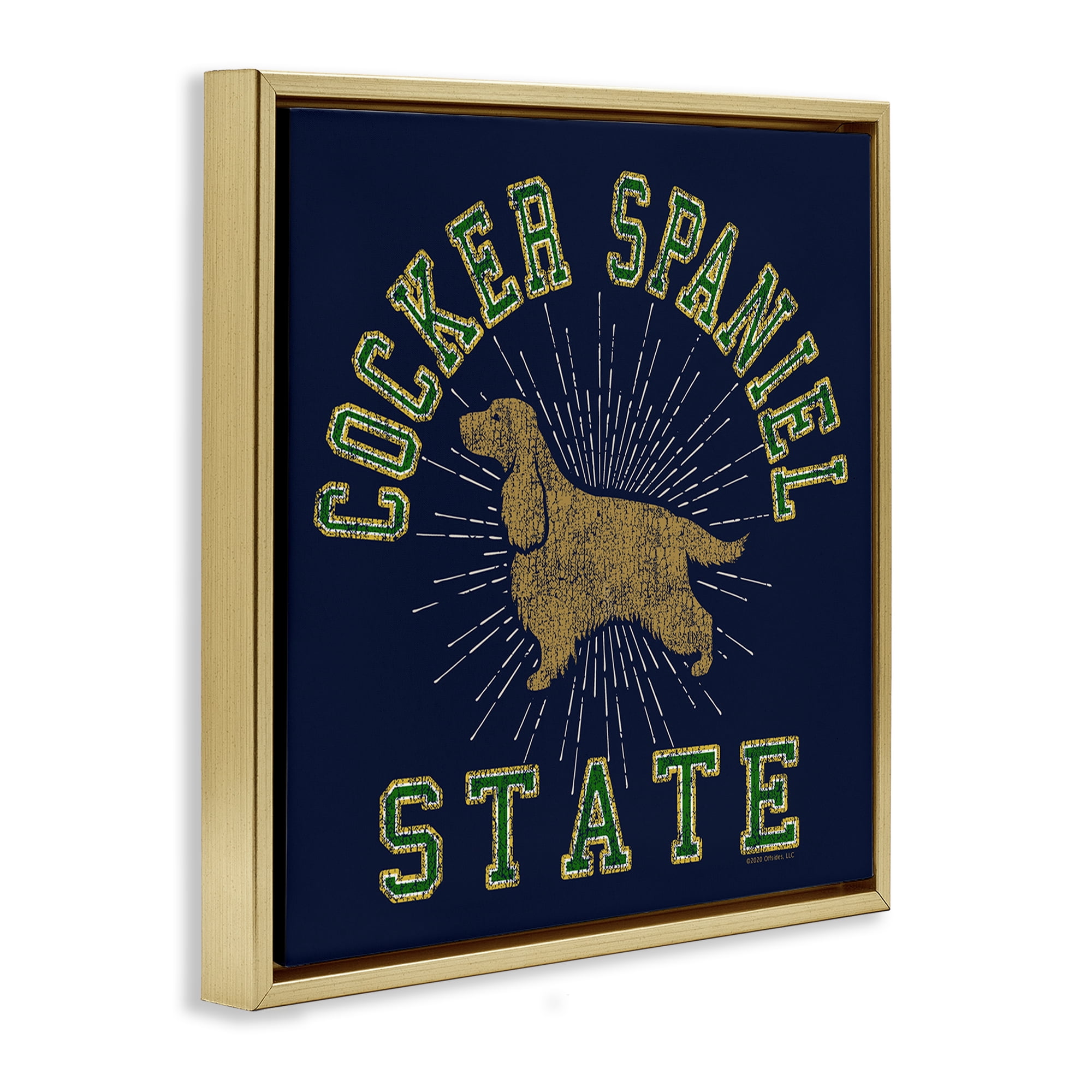 Stupell Industries Cocker Spaniel State Novelty & Humor Painting Gold Floater Framed Canvas Art Print Wall Art, 25 x 25