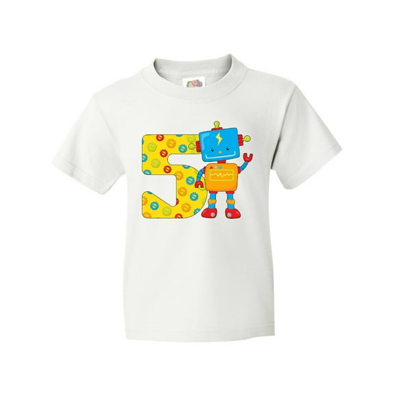 Inktastic This Robot is Five- Fifth Birthday Youth T-Shirt