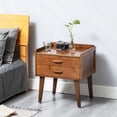 thumbnail image 4 of Maydear Nightstand with 2 Drawers for Bedroom, Bamboo Morden Bedside Table with Legs, Minimalist and Practical End Side Table End Table for Bedroom, Living Room, Walnut, 4 of 7