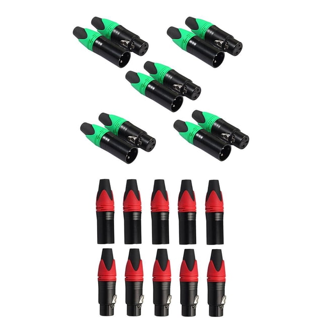 Juego de 5 Pares de Adaptadores XLR para Micrófono con Conector Macho y Hembra, Estilo B Estilo A