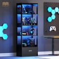 thumbnail image 5 of Anrist 5-Tier Glass Display Cabinet with LED Lights & Adjustable Shelves & 1 Drawer, Curio Cabinet for Home & Office, Black, 5 of 9