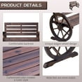 thumbnail image 6 of Outsunny Wooden Wagon Wheel Bench Rustic Outdoor Patio Furniture, 2-Person Seat Bench with Backrest Carbonized, 6 of 11