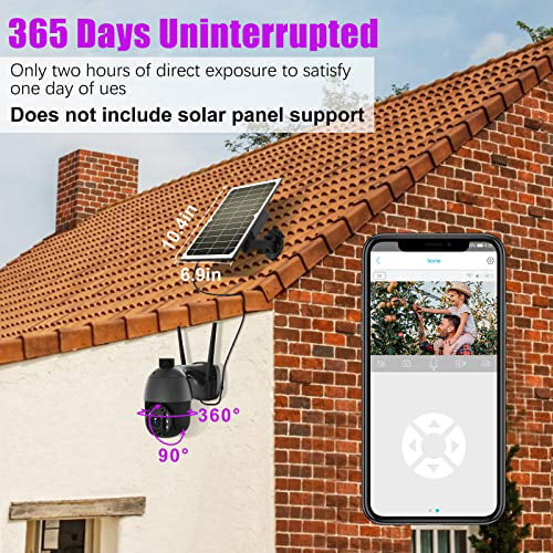 Solar Powered Wireless Security Camera Outdoor,ENSTER Pan Tilt WiFi Home Smart Cam Waterproof with Spotlight,Battery,Solar Panel,Color Night Vision,Motion Detection,2-Way Audio,SD&Cloud Storage-Black 