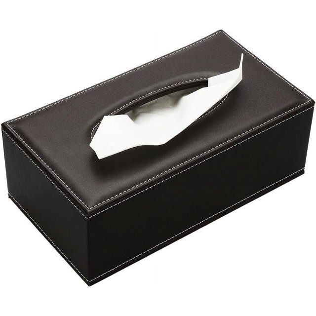 Funda para caja de pañuelos con base magnética, dispensador de servilletas de piel sintética moderno e impermeable para el hogar, la oficina y el coche, color marrón atigrado, tamaño grande, diseño