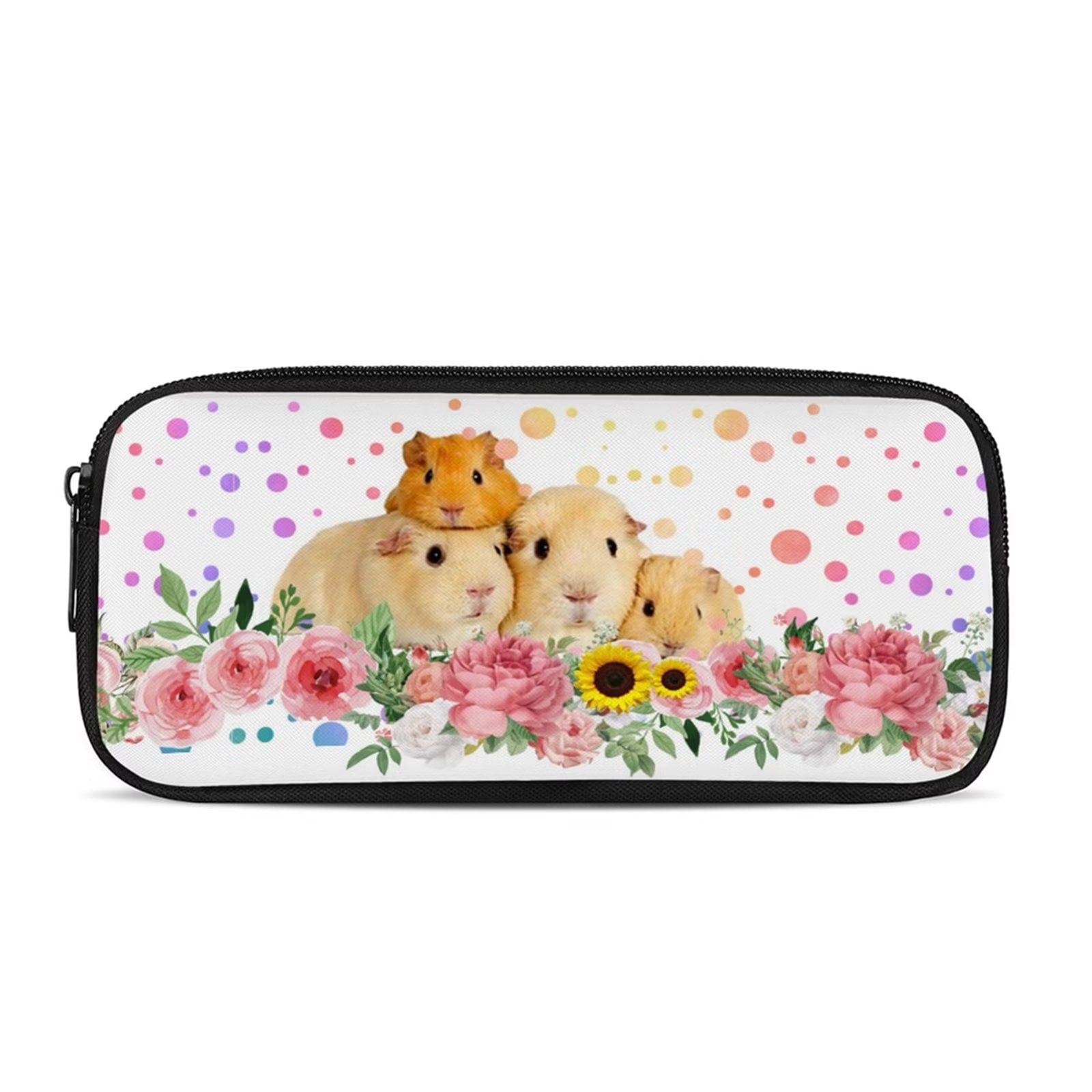 Guinea Pig Square Pencil Case Funny Animal Print For Teens Stationery  Leather Pencil Box Simple Zipper Pen Bag