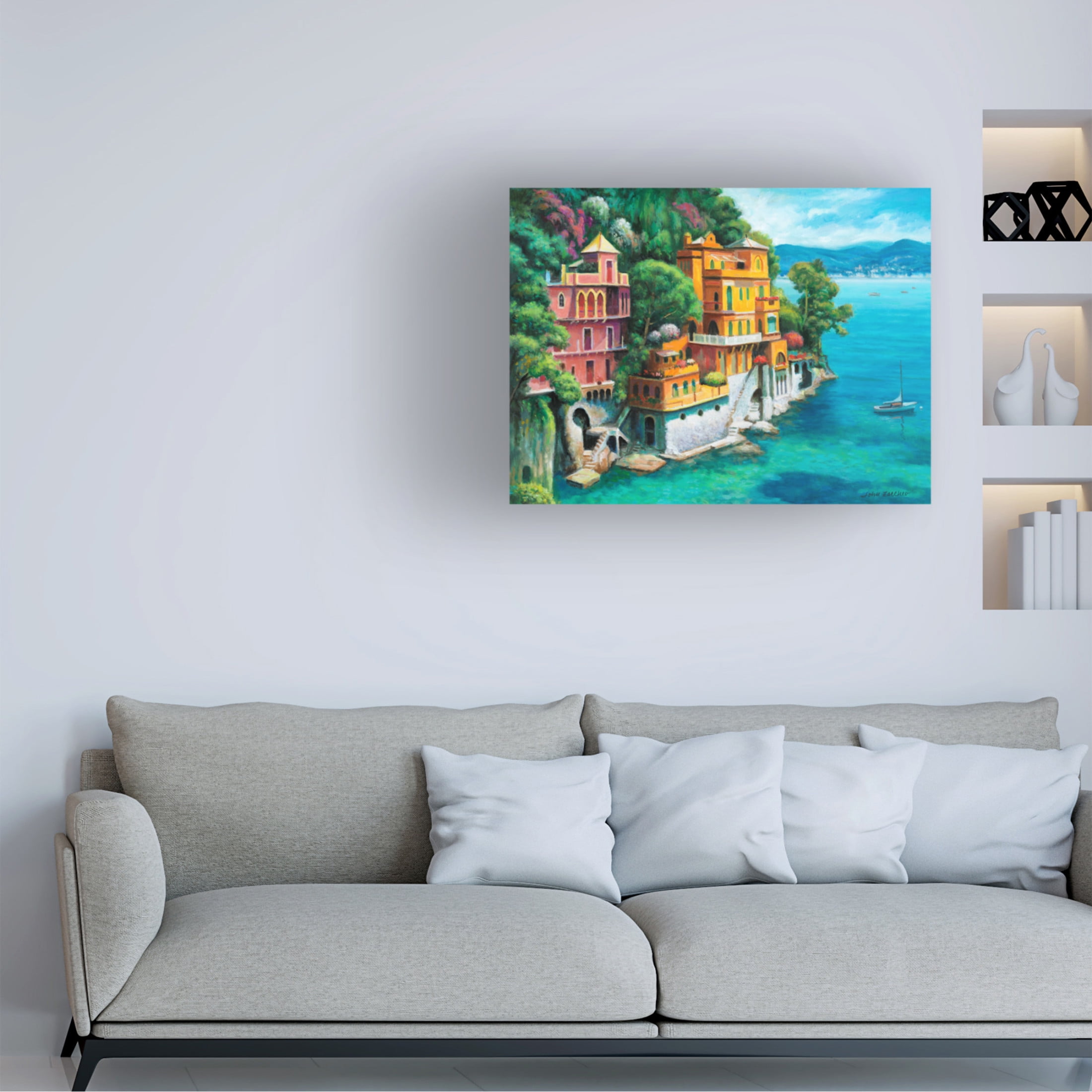 Canvas Wall Art - John Zaccheo 'Domina Beach Portofino Italy' Wall Art for Living Room, Bedroom, or Office Décor by Trademark Fine Art - 47 x 35 Inches