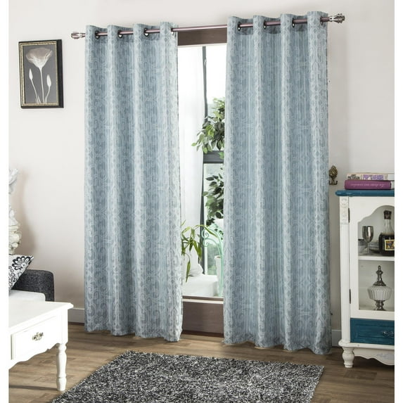 Trenton Jacquard 54 x 84 in. Grommet Single Curtain Panel, Blue