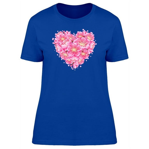 Sakura Flowers Heart Shape T-Shirt Women -Image by Shutterstock, Female XX-Large
