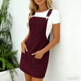 thumbnail image 4 of Oplxuo Corduroy Overall Dress for Women Adjustable Straps Casual Bib Dress Pinafore Suspender Short Dresses with Pockets, 4 of 7