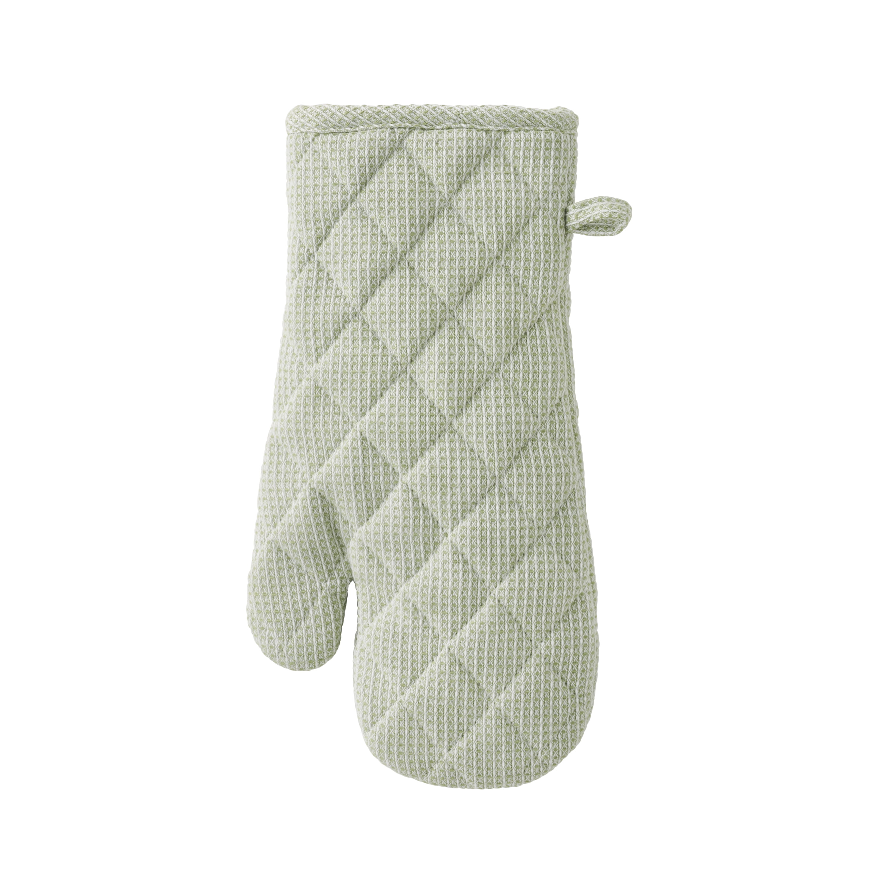 Beautiful Kitchen Waffle Oven Mitt & Mini Mitt Set, 100% Cotton, Heat Resistant, Sage Green, 2 Pack