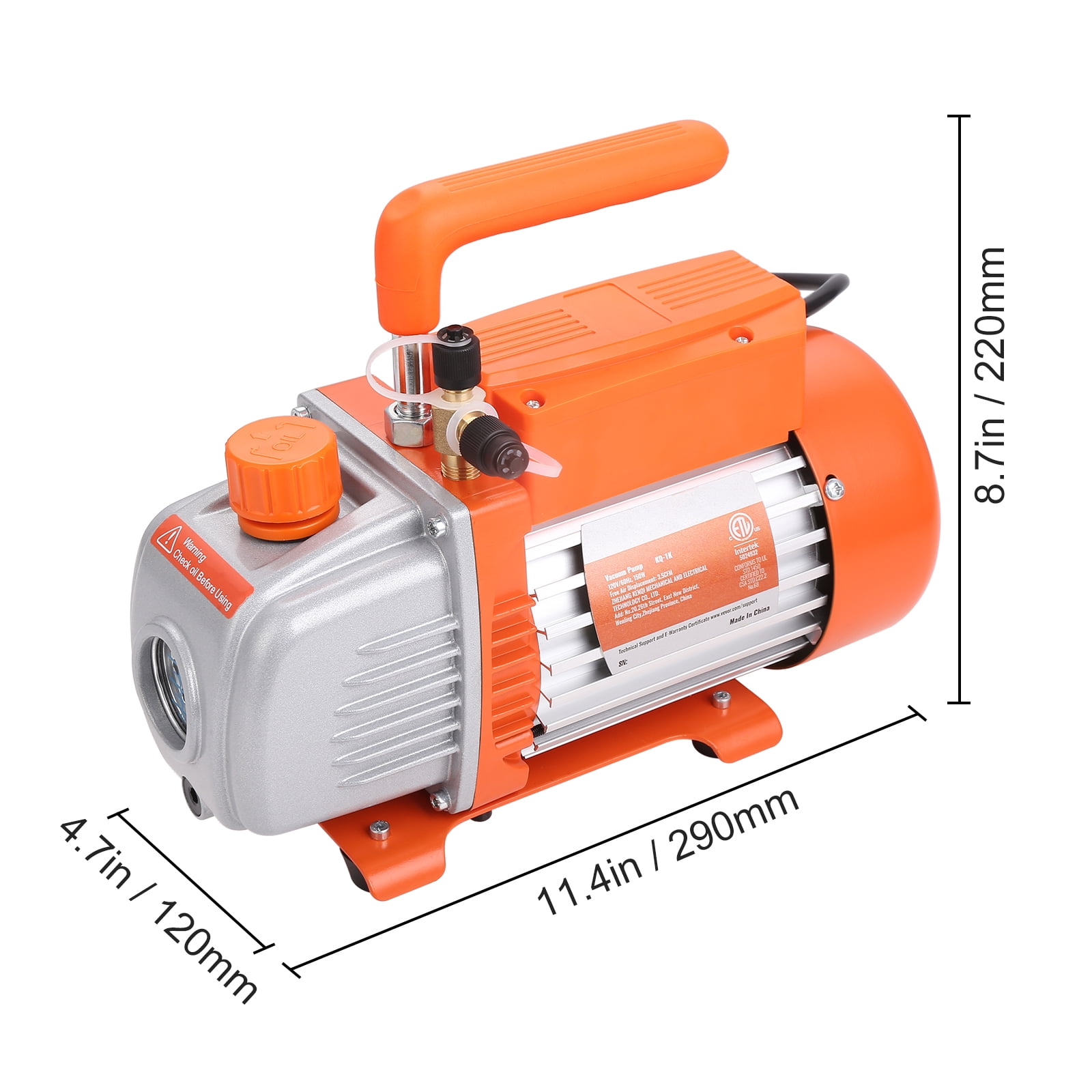 SKYSHALO 3.5CFM Vacuum Pump Air Conditioning Vacuum Pump 150W Single Stage Pump