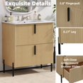 thumbnail image 4 of Christopher Knight Home 30" Natural Bathroom Vanity with Ceramic Sink, Soft Close Drawers, Black Metal Legs, 4 of 10