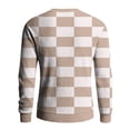 thumbnail image 6 of Men's Round Neck Long Sleeve Ribbed Knit Plaid Pullover, Sweater for Fall Winter, Casual Style and Holiday Gatherings,Light pink,M, 6 of 7