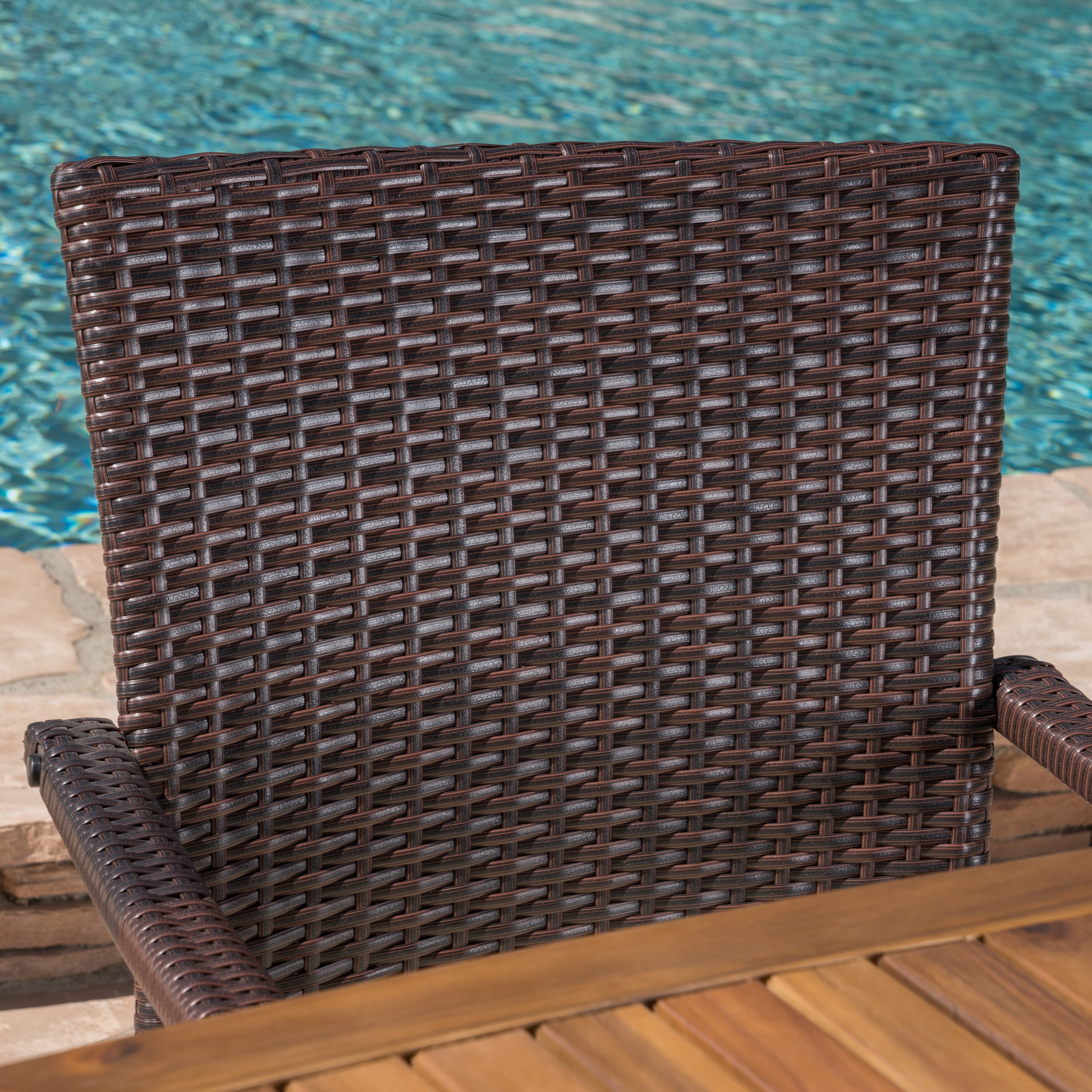 Outdoor 5 Piece Acacia Wood/ Wicker Dining Set with Cushions, Teak, Brown,Crme