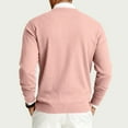 thumbnail image 4 of CCRFTGI Sweater for Men 2025 Fall Casual Ribbed Solid Color Sweater Trendy Long Sleeve Crewneck Sweater Pullover Cable Knitted Jumper Tops Pink 3XL, 4 of 7