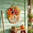 thumbnail image 4 of Burlap Pumpkin Wreath for Front Door Farmhouse Fall Wreath, Fall Door Decor, Halloween Autumn Wreath for Porch Home Decor, 4 of 7