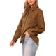 thumbnail image 4 of CHAQUETA DE MUJER INSPIRE CHIC de Ante Falso con Cuello Caído, Manga Larga, Casual, Botón Abajo, Color Marrón, 4 of 6