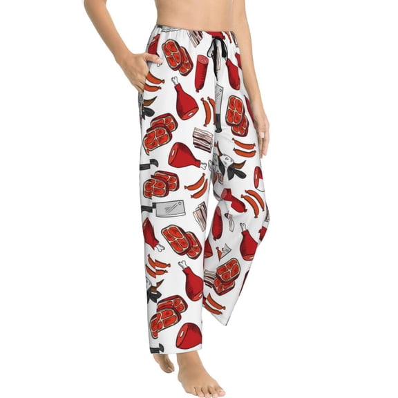 Pajama Pants Women - red food Soft Breathable Sleep & Lounge Pants for Women, Comfy Casual Pj Pants Bottoms with Pockets