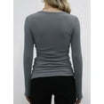 thumbnail image 4 of Womens Ribbed Long Sleeve Crewneck Casual Slim Basic Shirts Fitted Knit Tops Dark Gray XXL, 4 of 6