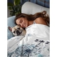 thumbnail image 4 of Queen Flat Sheet Only Blue Dandelion Dragonfly Soft Microfiber Cooling Bedding Sheets Black and White Style Flat Bed Sheet for Hotel,Home Decor, 4 of 9