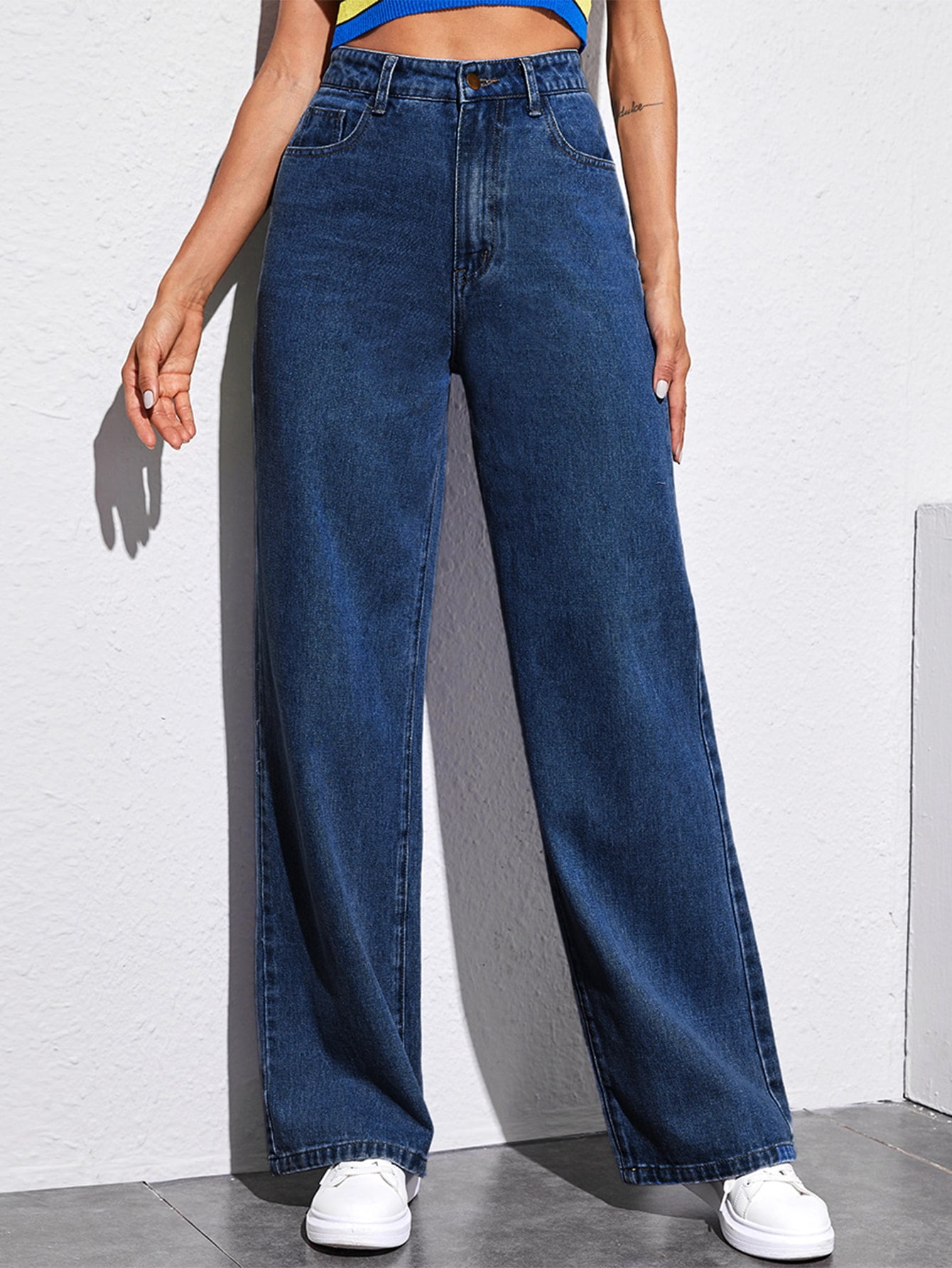 Women's High Rise Baggy Jeans - Walmart.com