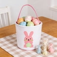 thumbnail image 2 of Pink Easter Rabbit Canvas Tote Bag For Egg Hunt Candy Storage Shopping 15X12X4Inch, 2 of 6
