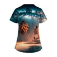 thumbnail image 3 of IYYVV Womens Hawaiian Print Scrub Tops Summer Scrub Top for Women with Pockets V-Neck Workwear Nursing Uniform Blouse T-Shirt Camel L, 3 of 3