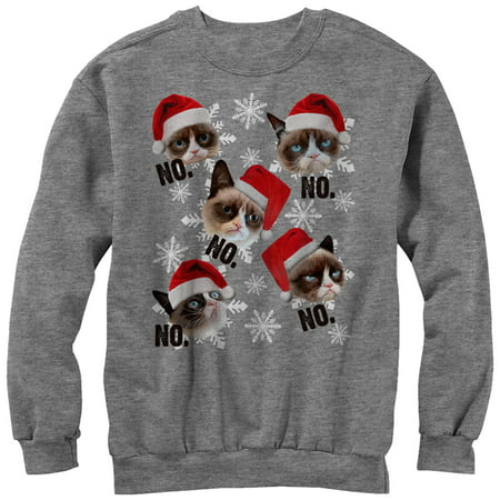 Grumpy Cat Men's Ugly Christmas Sweater Snowflake No