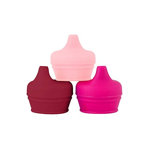 Boon SNUG Spout Sippy Lids, Assorted Colors (Pack of 3), Pink