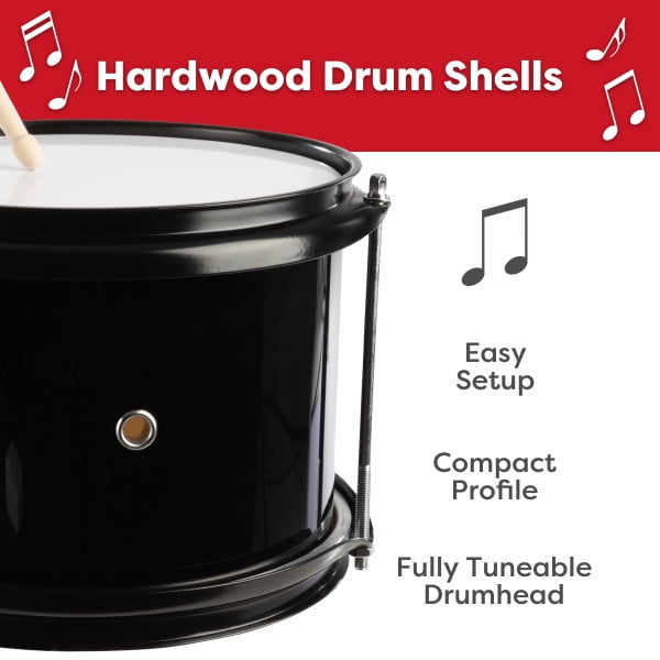 Kids Drum Set - 3-Piece Drum Kit with Cymbal, 2 Toms, Bass Drum and Pedal, Drumsticks, and Throne - Beginner Musical Instruments by Hey! Play!