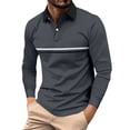 thumbnail image 1 of Blusa y camisa de manga larga con cuello vuelto para hombre, holgada, con solapa y botones, deportiva, de manga larga y solapa., 1 of 4