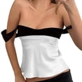 thumbnail image 1 of Camiseta sin mangas delgada, camiseta sin mangas con bloques de color sin espalda para mujer Camiseta sin mangas corta con bloques de color probada profesionalmente, 1 of 6
