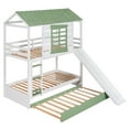 thumbnail image 4 of Harper & Bright Designs ModernHouse Pine Wood MDF Twin-over-Twin Tree House Bed with Guardrails White/Green, 4 of 22
