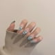 thumbnail image 1 of 24 Uñas Postizas Con Pegamento Largo Ataúd Francés Claro Azul Cielo Blanco Nube Patrón De Prensa Sobre Imitación, 1 of 4