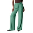 thumbnail image 5 of Hfyihgf Womens Stretch Dress Pants Front Seam Casual Slacks Pants Elegant Straight Wide Leg High Waist Suit Trousers for Office Work Business(Green,3XL), 5 of 8
