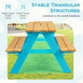 thumbnail image 6 of Kids Picnic Table, Fir Wood Toddler Table and Benches, Kids Outdoor Furniture, Blue, 31" x 35" x 20", 6 of 21
