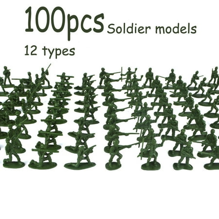 100 pcs Military Playset Plastic Toy Soldiers Army Men 3.8cm