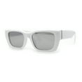 thumbnail image 2 of Iconic Retro Square Narrow Rectangle Plastic Womens Sunglasses White Silver Mirror, 2 of 4