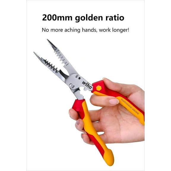 47199 1000V VDE 6-in-1 Industrial-Grade Insulated Wire Stripper for Electricians Multifunction Crimping and Cutting Pliers
