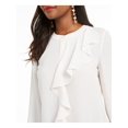 thumbnail image 3 of THALIA SODI Womens Ivory Ruffled Long Sleeve Crew Neck Blouse Size: M, 3 of 4